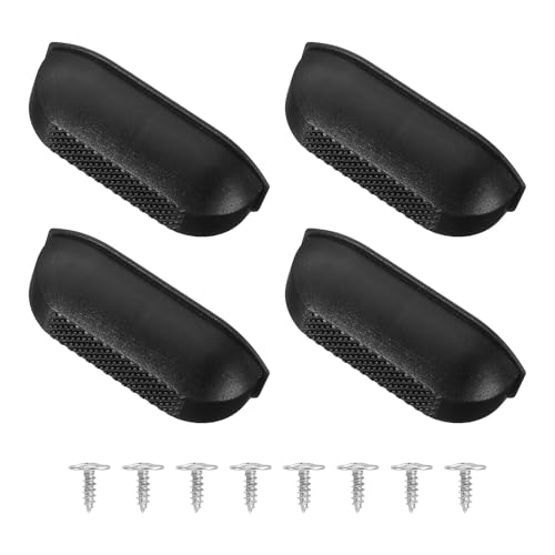 sourcing map 4Pcs Luggage Replacement Pads, Plastic Luggage Stand Feet Stud, Suitcase and Travel Gear Bottom Side Accessories with Self-tapping Screws, Black (60x26x20mm)