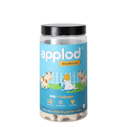 Image of Milk with Collagen Dog Biscuits for Puppies & Adult Dogs | Oven-Baked Crunchy Dog Treats Made with Real Ingredients | Healthy Training & Reward Snacks | 420g