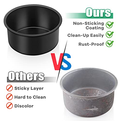 Teamfar 4 Inch Cake Pan, Mini Round Baking Layer Cake Pan Set Of 3, With Non-Stick Coating Stainless Steel Core For Birthday, Party, Wedding, Healthy & Heatproof, Release Easily & Easy Clean #TOP6