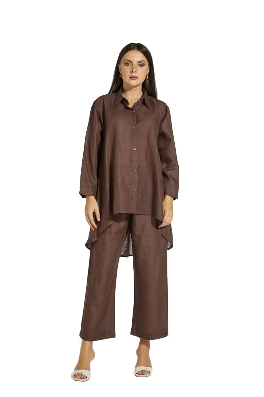 MOiSTREETLinen Fabric Top And Pants Set