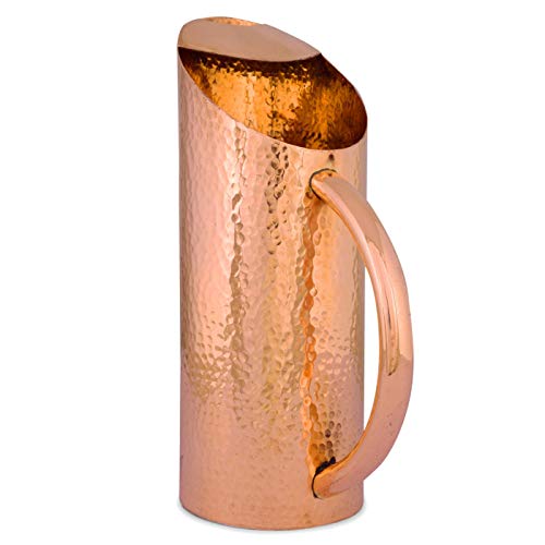 Copper Water Pitcher Jug for Ayurveda Healing - No Inner Liner - 1.5 L Copper Vessel for Drinking, Moscow Mule, and Cocktails