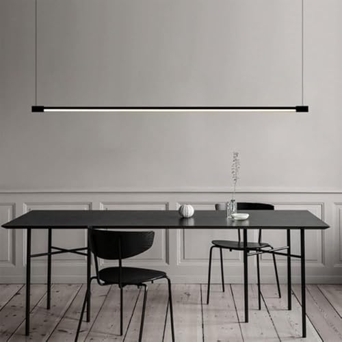 Lustre LED noir moderne long pour illuminer une grande table - 6