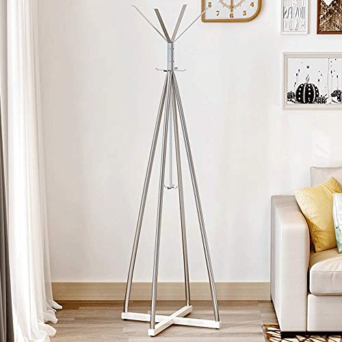 Perchero de pie metálico plateado para ropa, sombreros y zapatos de 50×172 cm