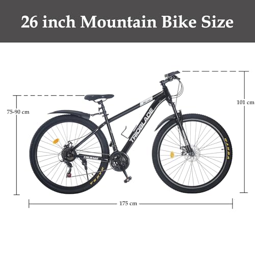 BSTSEL 24/26/27.5/29 Inch Mountain Bike with Front Suspension Fork Mountain Bicycle 21 Speeds with Dual Disc-Brake Suitable for Over 18 Years (26 Inch Grey) - Image 2