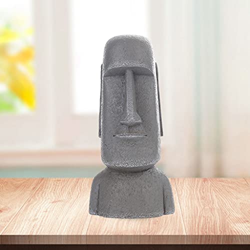 Fenteer 1Pc Resin Easter Island Statue Decor Massive Megalith Retro Style Roman Moai Head Sculpture For Bedroom Desktop Ornament, Gray B #TOP1