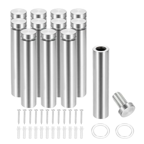 Image of PATIKIL 5 /8 inch x 3.2 inch Standoff Screws, 12 Pack Stainless Steel Wall Mount Sign Standoffs Mounting Hardware Advertising Nail for Hanging Acrylic Picture Frame, Silver