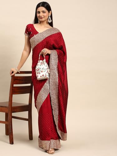 Image of Kasee Women Cherry Embellished Embroidered Designer Saree