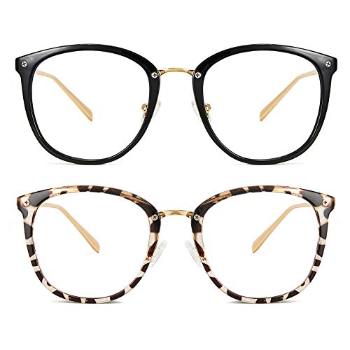 Image of Cyxus 2 Pack Blue Light Glasses for Women, Blue Light Blocking Computer Eyeglasses for Woman Anti Eye Strain Glasses Reduce Headaches