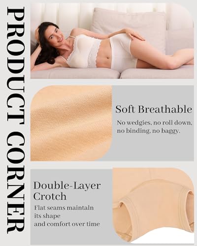 Women's Boyshorts Underwear Cotton, Full Coverage Panties, Womens Boyshort Boxer Briefs Breathable for Women 4 Pack3