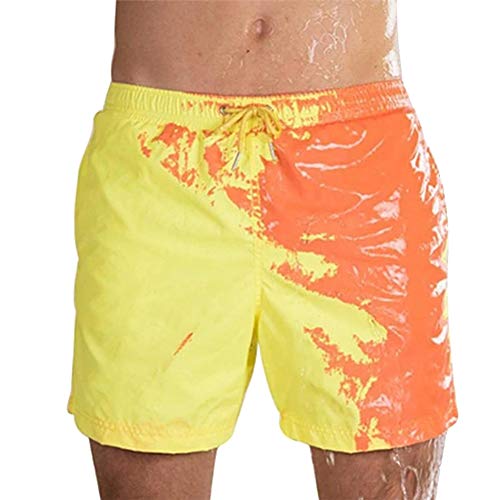Zoloyo Short de bain à séchage rapide et changement de couleur - avec taille élastiquée, pour homme , jaune, m Cover