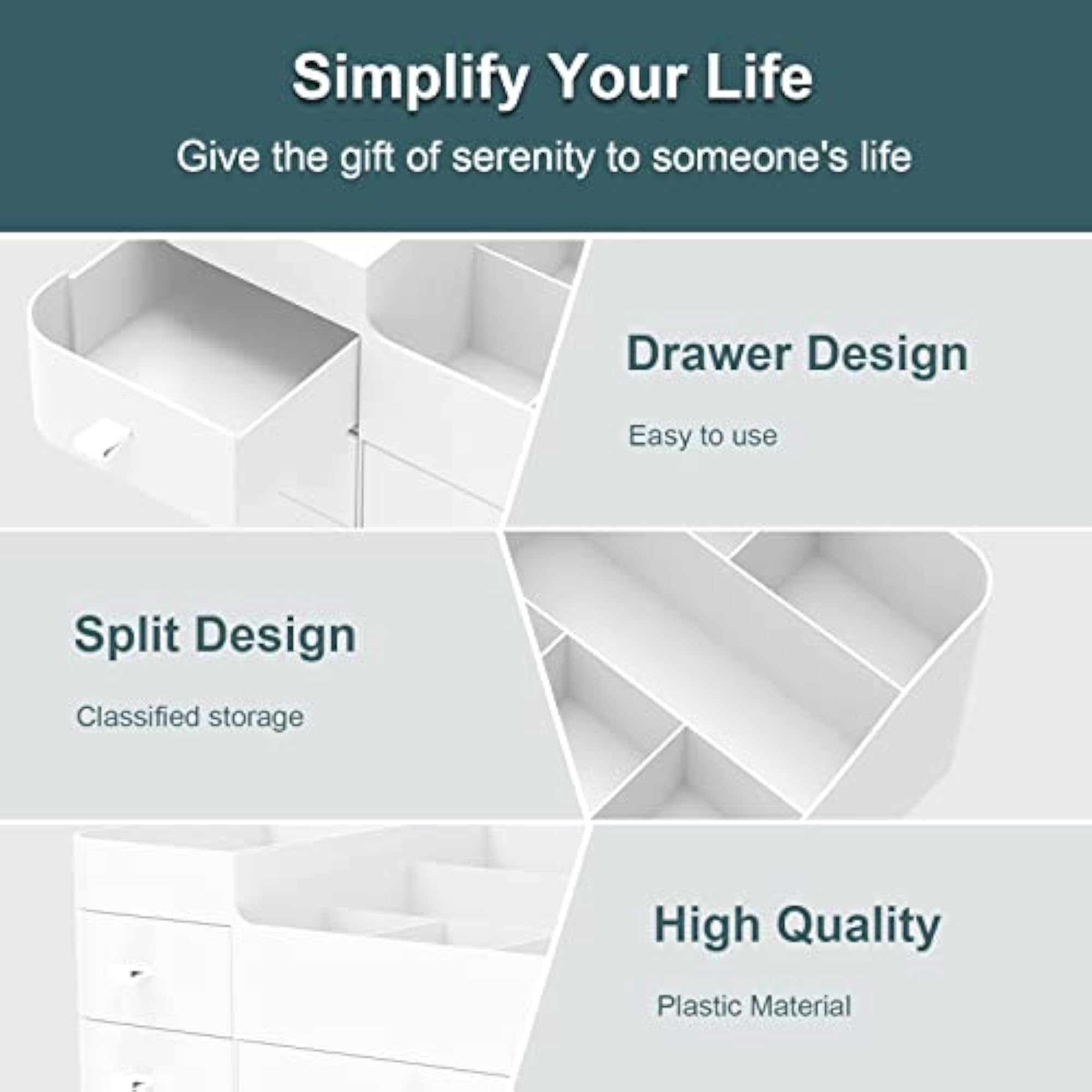 Large Countertop Makeup Organizer with Drawers, Vanity Storage
