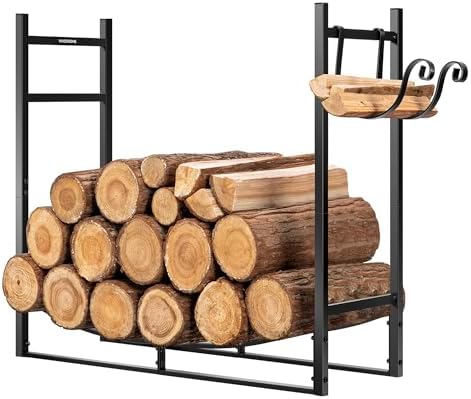 VIVOHOME Kaminholzregal 0,8 m für Drinnen und Draußen Rostbeständig | Pulverbeschichtet, belüftetes Design, stabile Stahlkonstruktion, trockenes Brennholz