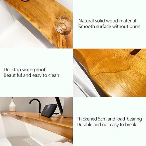 Bandeja de bañera – Estante grueso impermeable de madera maciza para leer, sostener tabletas, libros y velas en el baño