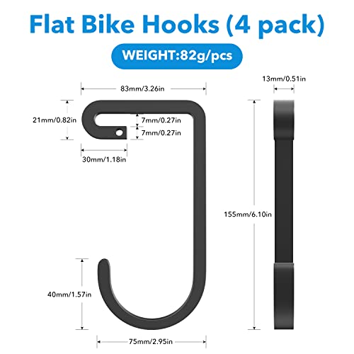 Thickened Hooks for Overhead Storage Racks,Garage Hooks for Ceiling,Add-On Storage Hook for Garage Ceiling Rack and Wall Shelving,Heavy Duty Hanging Bike Flat Hooks, Bike Hangers Bicycle Hooks 4 Pack