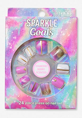 Justice For Girls Just Shine Sparkle Goals Scented Press On Nails 24pc Set