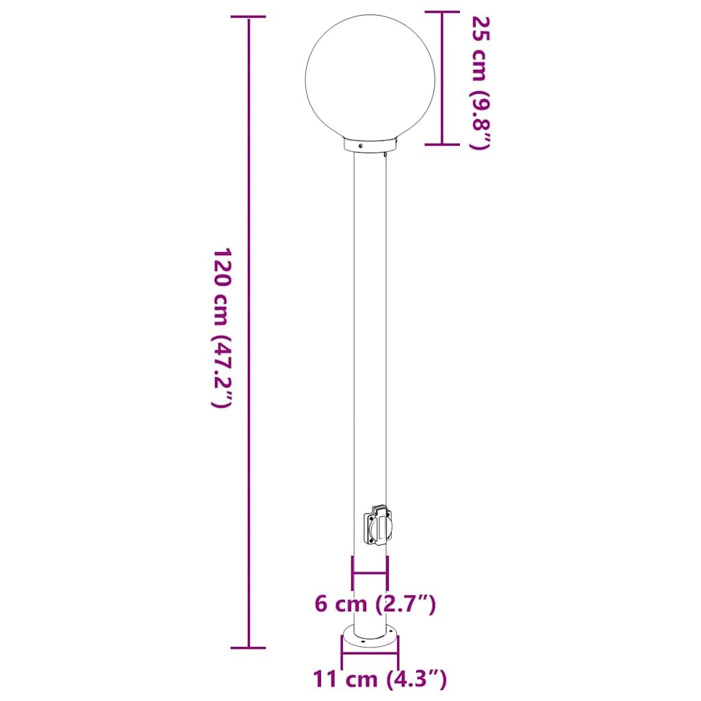 Lampy słupkowe ze stali nierdzewnej z ochroną IP44, 3 sztuki, wysokość 120 cm, z gniazdkiem, do użytku na zewnątrz, na taras, do ogrodu, oświetlenie drogi, trwałe, nowoczesne, stojące