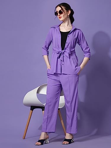 Image of Sheetal Associates Women's Solid Casual Co ords Set 2 Piece Open top & Pant Set