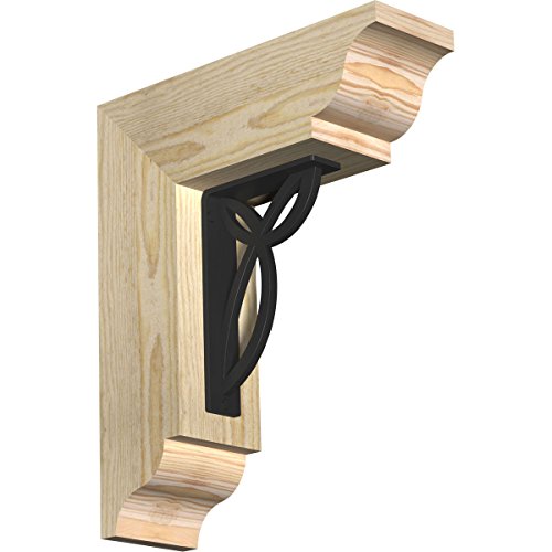 4"W x 13 1/2"D x 16"H Versailles Traditional Ironcrest Rough Sawn Bracket, Douglas Fir (1 1/2"W x 5 1/2"D x 8"H Iron Bracket)