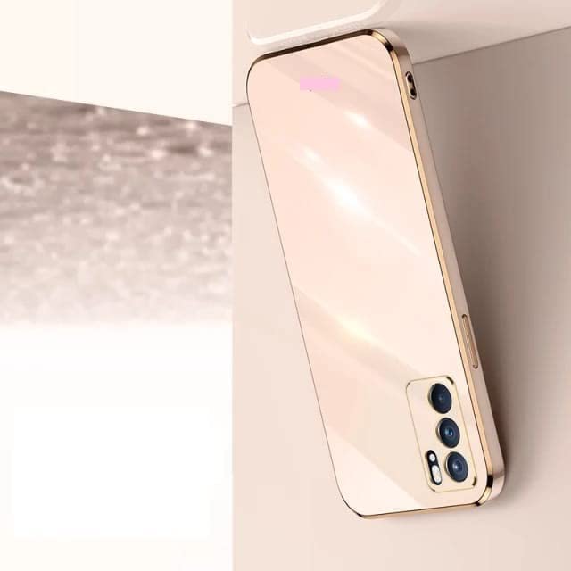 Image of Apurb Store for Oppo Reno 6 Pro 5G 0 Plating Square Gold Frame Phone Case Luxury Soft Silicone Back Cover (for Oppo Reno 6 Pro 5G, Pink)