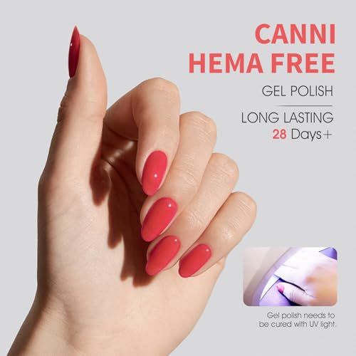 Image of CANNI Red Gel Nail Polish, 1Pcs Orange Red Gel Polish Baby Pink Light Color High Gloss Soak Off U V Manicure Salon DIY