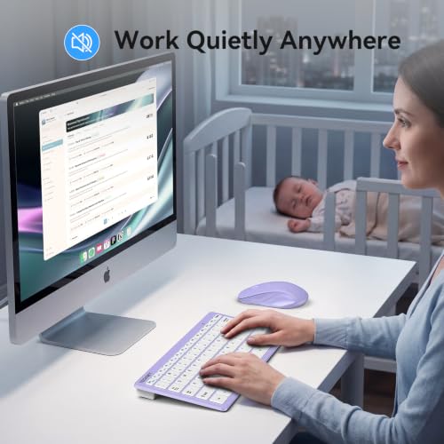 Image of TECKNET Wireless Keyboard and Mouse Combo, Mini Cordless Computer Keyboard and Mouse Set 2.4GHz, Silent Adjustable 1600 DPI, Quiet Click, Lag-Free for Computer, Laptop, PC, Windows, Mac, Chrome OS