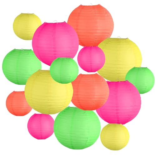 KAXIXI Glow in The Dark Party Supplies, Neon Party Decorations, Colorful Round...