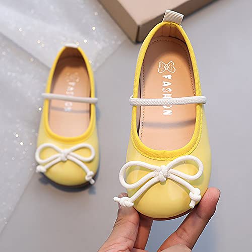 Toddler Girl Mary Jane Dress Shoes Little Girl School Shoes Soft Sole Non Slip Faux Leather Shoes Bowknot Flats (Green, 10.5 Little Child)2