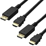 DP to HDMI Cable 6FT (2 Pack), Fosmon Gold Plated Displayport to HDMI Cable 1080p Full HD for PCs to...