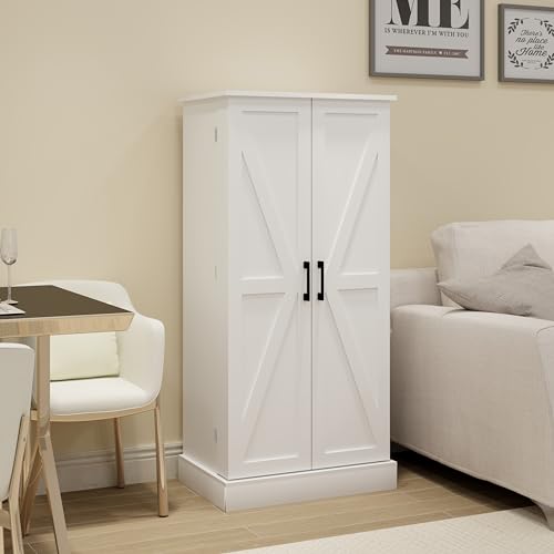 GDFStudio 50" LED Kitchen Pantry Cabinet Freestanding Storage Cabinet with