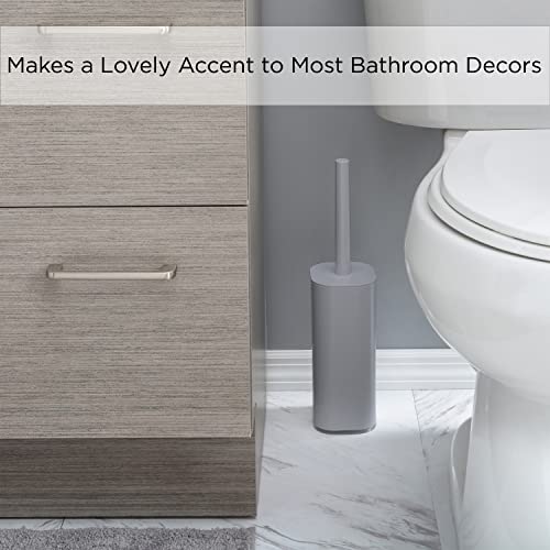 Image of Bath Bliss Acrylic Bathroom Toilet Bowl Brush and Holder in Grey