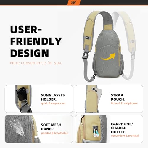 Image of SKYSPER Sling Bag RFID Crossbody Sling Backpack Cross Body Shoulder Bag Travel Hiking Daypack for Women Men(Khaki)