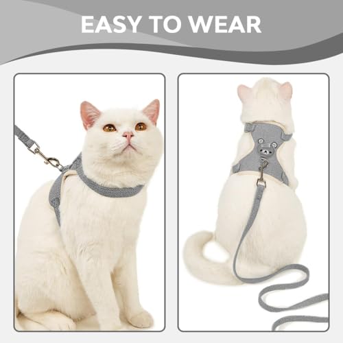 NJCXOLA Geschirr für Kaninchen, verstellbar, atmungsaktiv (Grau, M)