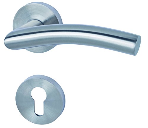 Alpertec 88020610 Edelstahl Peking II-R Wohnungseingangstüren PZ Drückergarnitur Türdrücker Türbeschläge Neu, beidseitig Drücker