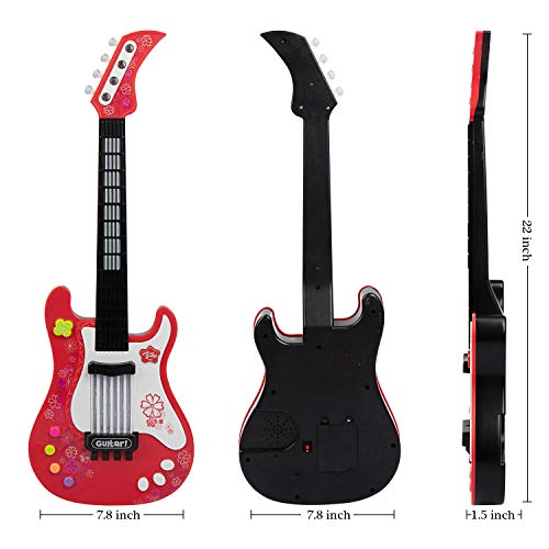 aPerfectLife Kids Electric Guitar Toys with Vibrant Sounds No String Musical Instruments Educational Toy for Beginner Boys Girls Toddlers (Red)