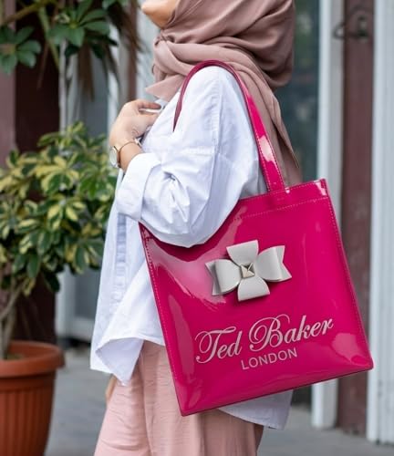 Image of SEA MOUNT Ted Baker London Multipurpose Tote Bag with Signature Bow Detail Spacious Travel Carryall, Everyday Shopping Organiser, Durable Shoulder Handbag for Work, Office, Travel & Daily Essentials