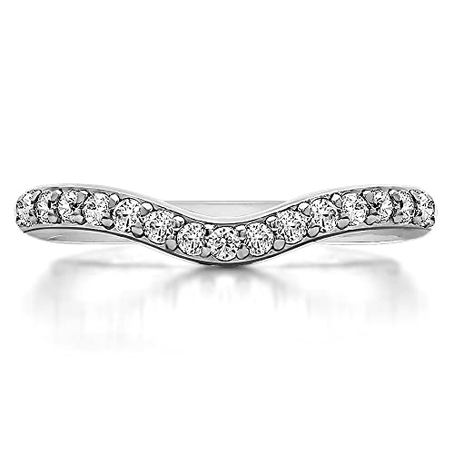 TwoBirch 0.5 Ct. Fifteen Stone Delicate Curved Wedding Ring In Sterling Silver Cubic Zirconia3