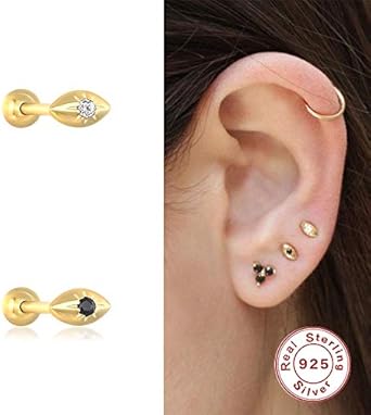 Amazon | ZX 1個 925 スターリングシルバー ピアス ピアス キラキラ