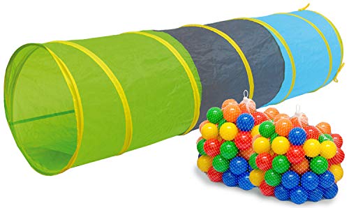 Preisvergleich Produktbild LittleTom Spieltunnel 200 Bälle Kriechtunnel 180x46cm Krabbeltunnel Zelt Tunnel