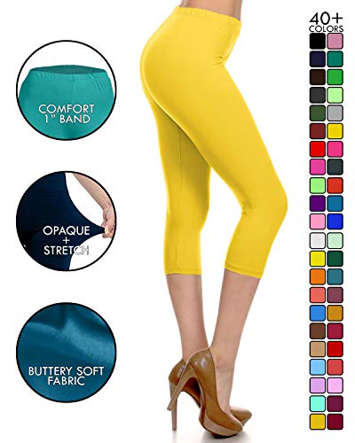 Image of Leggings Depot Women's High Waist Leggings Soft 1 inch Waistband Solid Pants - Regular, Plus, 1X3X, 3X5X