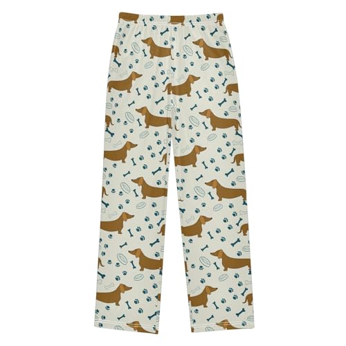 Dachshund Dog Bone Paw Bowl Boys Pants for Kids Jogger Pants with Pockets S-XL