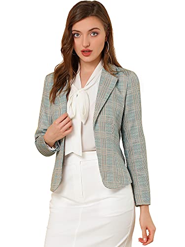Allegra K Women's Work Casual Fitted Blazer Notch Lapel Printed O...