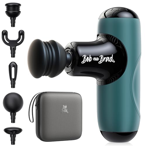 BOB AND BRAD Q2 Mini Massage Gun, Pocket-Sized Deep Tissue Massager Gun, Portable Percussion Muscle Massager Gun, Ultra Small & Quiet Muscle Massage Gun with Carry Case -Green Q2 Mini Upgrad
