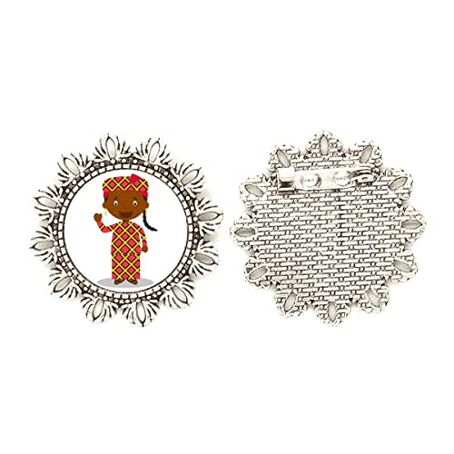 Broche con diseño de flores de color negro de Mali regalo mediano ideal