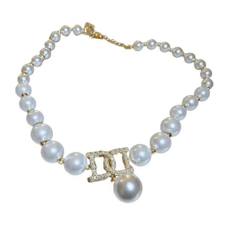 Exaggerated Pearl D Letter Necklace for Women | Sparkly Clavicle Chain | Designer Jewelry-image-49