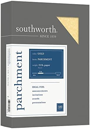 Southworth Parchment Specialty Paper, 8.5” x 11”, 24 lb/90 GSM, Gold, 500 Sheets - Packaging May Vary (994C)