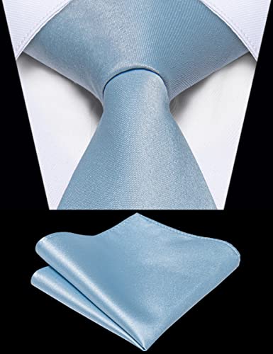 Image of YourTies Zipper Tie for Men Adjustable Pre-tied Satin Neckties and Pocket Square Set Solid Color Business Formal Wedding