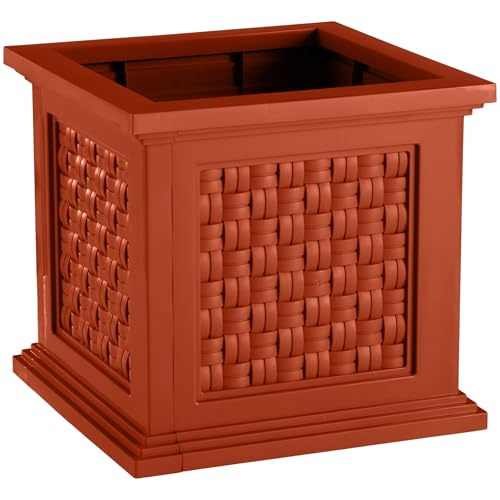 Macetero de ratán de 37 cm terracota para jardín y exterior 2