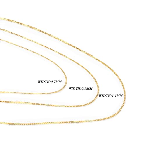 14K Yellow/White/Rose Gold Box Chain Necklace for Women and Men 14K Solid Gold Necklace with lobster clasp3