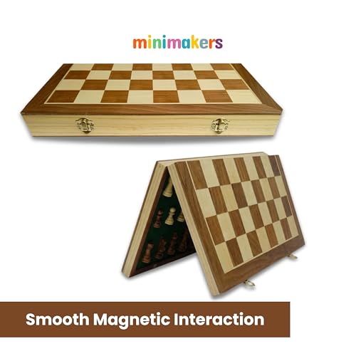 Image of Masterpiece 16 Inches Chess Board Set Magnetic, Tournament Size Wooden Chess Board Set, Handcrafted Foldable Chess with Storage & Magnetic Pieces, Valentine Gift, Game for Kids & Adults