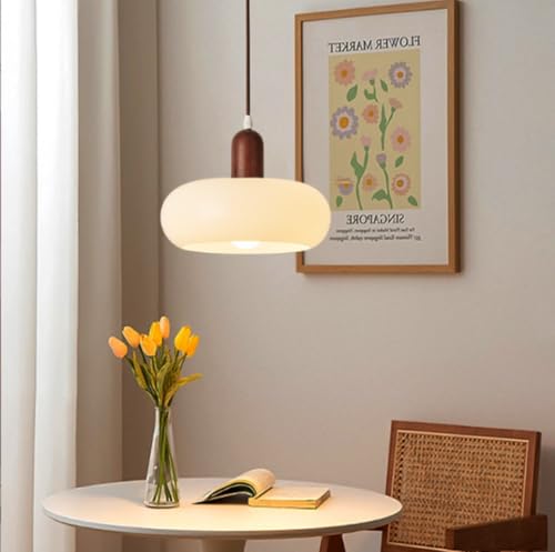 Lampe suspendue pour salle à manger minimaliste en bois véritable 28cm
